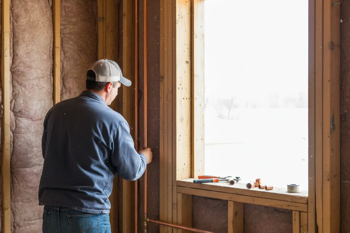 Licensed plumber running new copper supply lines in a Conneautville home