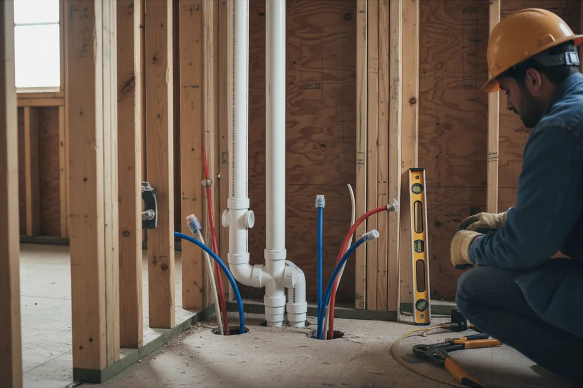 Drain and supply rough-in during Leak Detection in Conneautville